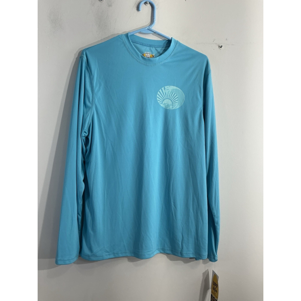 Men’s Surf Zone Surf & Swim Pullover Shirt Medium Aqua Long Sleeve Crew Neck NWT